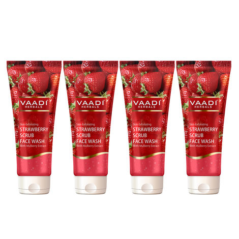 Vaadi Herbals Value Pack Of Strawberry Scrub Face Wash With Mulberry Extract (60 mlx4)