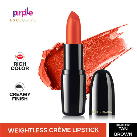 Faces Canada Weightless Creme Finish Lipstick Tan Brown P02 (4 g) - Exclusively on Purplle