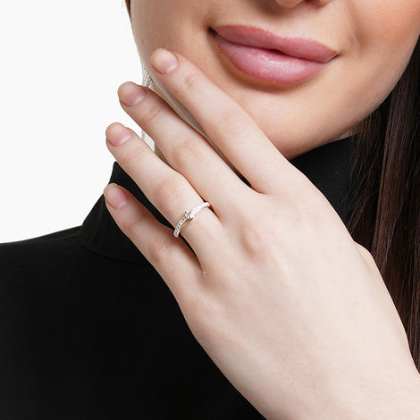KUNUZ by Karatcart AAA Cubic Zirconia Studded 925 Sterling Silver Adjustable Couple Rings