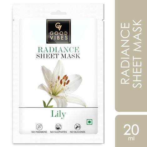 Good Vibes Lily Radiance Sheet Mask | Deep Pore Cleansing, Rejuvenating | No Animal Testing (20 ml)