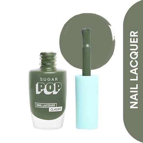 SUGAR POP Nail Lacquer - 24 Keen Green (Olive Green) – 10 ml -Dries in 45 seconds l Quick-Drying, Chip-Resistant, Long Lasting l Glossy High Shine Nail Enamel / Polish for Women