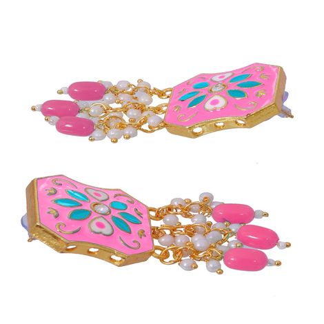 Crunchy Fashion Crunchy Fashion Indian Gold-Plated Pink Meenakari
