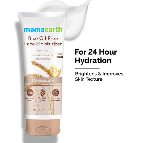 Mamaearth Rice Oil-Free Face Moisturizer With Rice Water & Niacinamide for Glass Skin - 80 g