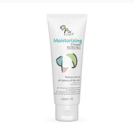Fixderma Moisturizing Cream, Daily Moisturizer For Dry & Chapped Skin, Provides Hydration And Moisturization, Non-Comedogenic & Non-Greasy Formulation, 60gm