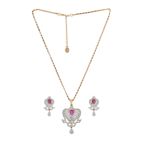 Estele Gold Plated CZ Attractive Pendant Set for Women