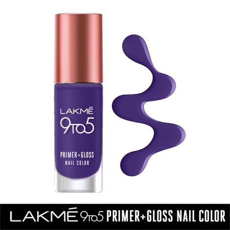 Lakme 9 to 5 Primer + Gloss Nail Colour, PurpleMagic, 6ml