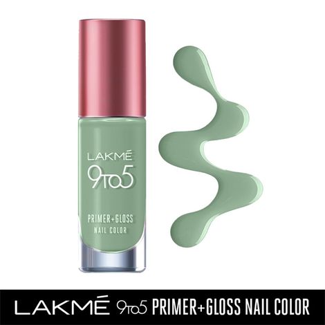 Lakme 9 to 5 Primer + Gloss Nail Colour, GreenPistachio, 6ml