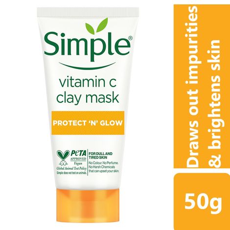 Simple Protect N Glow Vitamin C Brighten Clay Mask, 50g