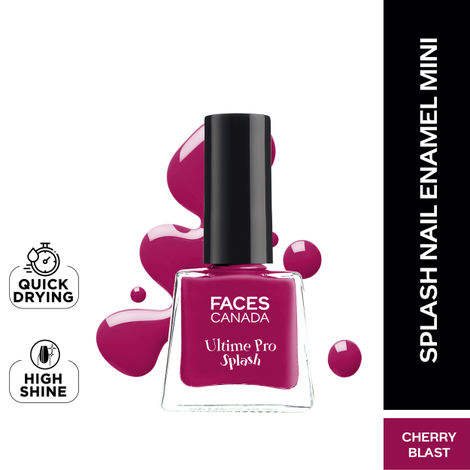 FACES CANADA Ultime Pro Splash Mini Nail Enamel - Cherry Blast 50 (5ml) | Quick Drying | Glossy Finish | Long Lasting | No Chip Formula | High Shine Nail Polish For Women | No Harmful Chemicals