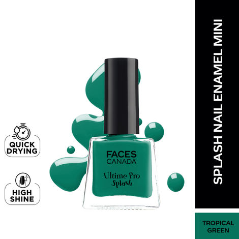 FACES CANADA Ultime Pro Splash Mini Nail Enamel - Tropical Green 59 (5ml) | Quick Drying | Glossy Finish | Long Lasting | No Chip Formula | High Shine Nail Polish For Women | No Harmful Chemicals