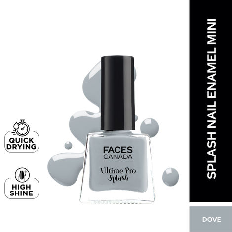 FACES CANADA Ultime Pro Splash Mini Nail Enamel - Dove 38 (5ml) | Quick Drying | Glossy Finish | Long Lasting | No Chip Formula | High Shine Nail Polish For Women | No Harmful Chemicals