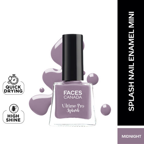 FACES CANADA Ultime Pro Splash Mini Nail Enamel - Midnight 140 (5ml) | Quick Drying | Glossy Finish | Long Lasting | No Chip Formula | High Shine Nail Polish For Women | No Harmful Chemicals