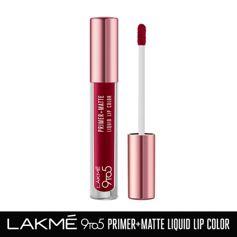 Lakme 9to5 Primer + Matte Liquid Lip Color MM3 Crisp Wine - 4.2ml