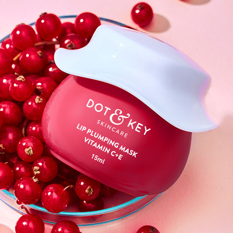 Dot & Key Lip Plumping Mask  Vitamin C + E | Turmeric oil & lingonberry | Lip Balm for Women | Tinted Lip Balm for Dry Lips | 15ml