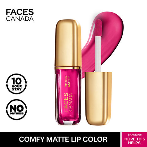 FACES CANADA Comfy Matte Liquid Lipstick - Hope This Helps 06, 1.2 ml | Comfortable 10HR Longstay | Intense Matte Color | Almond Oil & Vitamin E Infused | Super Smooth | No Dryness | No Alcohol