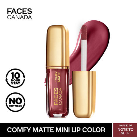 FACES CANADA Comfy Matte Liquid Lipstick - Note To Self 07, 1.2 ml | Comfortable 10HR Longstay | Intense Matte Color | Almond Oil & Vitamin E Infused | Super Smooth | No Dryness | No Alcohol