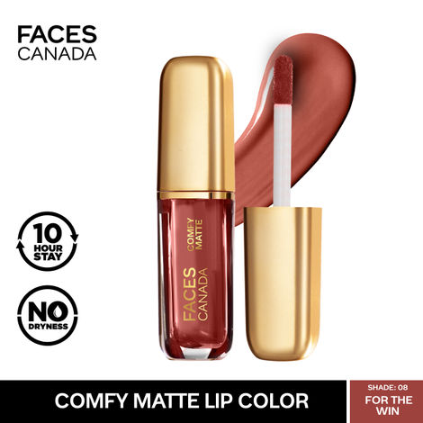 FACES CANADA Comfy Matte Liquid Lipstick - For The Win 08, 1.2 ml | Comfortable 10HR Longstay | Intense Matte Color | Almond Oil & Vitamin E Infused | Super Smooth | No Dryness | No Alcohol