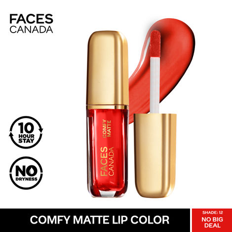 FACES CANADA Comfy Matte Liquid Lipstick - No Big Deal 12, 1.2 ml | Comfortable 10HR Longstay | Intense Matte Color | Almond Oil & Vitamin E Infused | Super Smooth | No Dryness | No Alcohol
