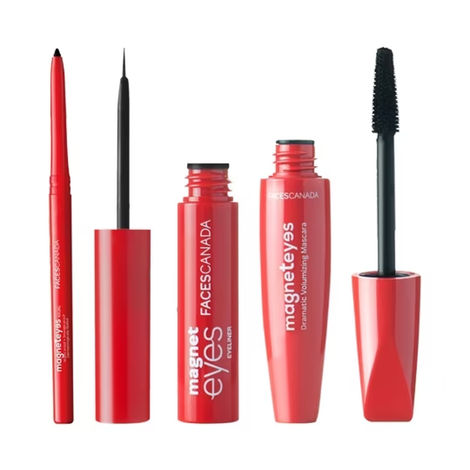 FACES CANADA Magneteyes Range Trio Pack - Black, 13.35 gm | Kajal + Eyeliner + Mascara | Lightweight | Long Lasting | Smooth Texture | Precise ...