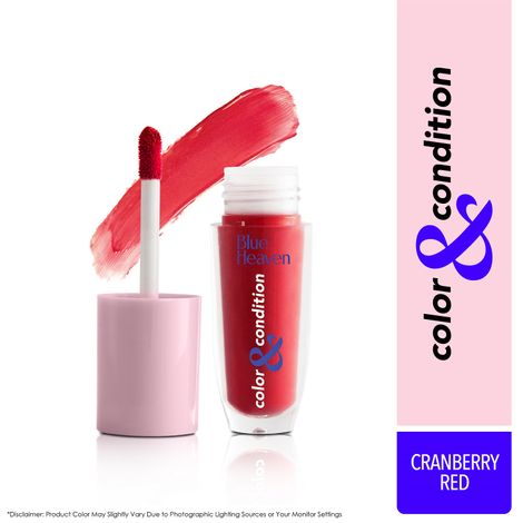 Blue Heaven Color & Condition tinted lip oil for women, lip gloss infused with Cranberry, Raspberry & Hazelnut oil, Hydrating & Softening - Cranberry Red, 4.2ml
