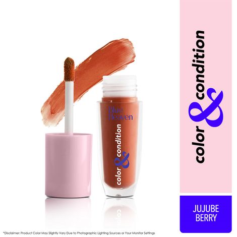 Blue Heaven Color & Condition tinted lip oil for women, lip gloss infused with Cranberry, Raspberry & Hazelnut oil, Hydrating & Softening - Jujube Berry, 4.2ml