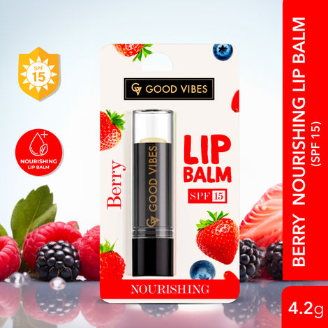 Good Vibes Berry Nourishing Lip Balm SPF 15 | Smooths, Shine | Vegan, No Parabens, No Sulphates, No Mineral Oil, No Animal Testing, No Silicones (4.2 g)