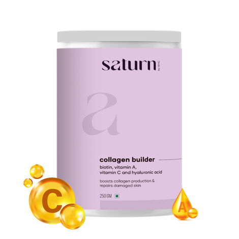Saturn by GHC Plant Based Collagen Builder With Biotin, Vitamin C, Vitamin A and Hyaluronic Acid That Helps in Glowing Skin and Hair Growth | 100% Vegan