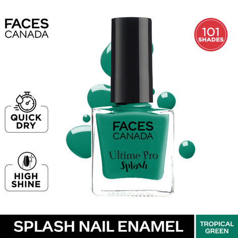 FACES CANADA Ultime Pro Splash Nail Enamel - Tropical Green 59 (8ml) | Quick Drying | Glossy Finish | Long Lasting | No Chip Formula | High Shine Nail Polish For Women | No Harmful Chemicals