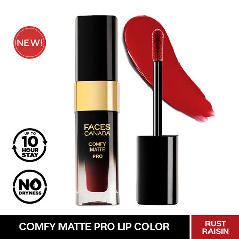FACES CANADA Comfy Matte Pro Liquid Lipstick - Rust Raisin 02, 5.5 ml | 10HR Longstay | Intense Color | Macadamia Oil & Olive Butter Infused | Lightweight Super Smooth | No Dryness | No Alcohol
