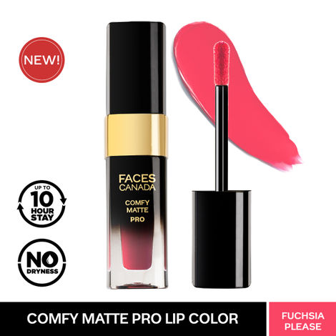 FACES CANADA Comfy Matte Pro Liquid Lipstick - Fuchsia Please 06, 5.5 ml | 10HR Longstay | Intense Color | Macadamia Oil & Olive Butter Infused | Lightweight Super Smooth | No Dryness | No Alcohol