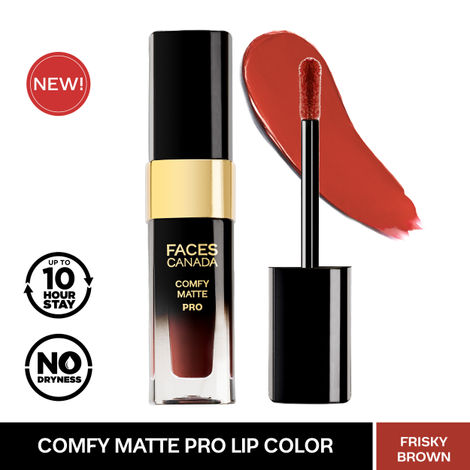 FACES CANADA Comfy Matte Pro Liquid Lipstick - Frisky Brown 13, 5.5 ml | 10HR Longstay | Intense Color | Macadamia Oil & Olive Butter Infused | Lightweight Super Smooth | No Dryness | No Alcohol