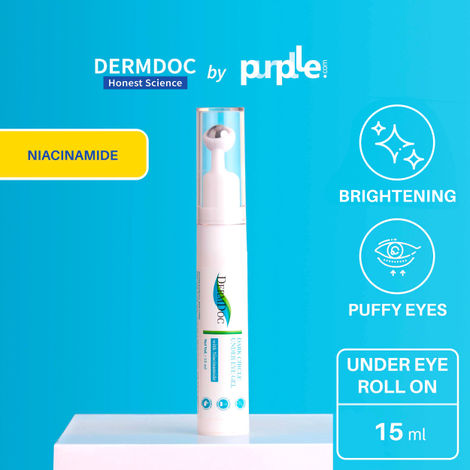 DermDoc by Purplle Under Eye Roll On with Niacinamide (15ml) | under eye gel for dark circles