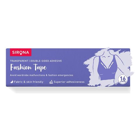 Sirona Women Fashion Tape Double Stick Strips – 16 Strips, For Clothing &  Body, Strong and Clear Tape for All Skin Tones and Fabric, Waterproof &  Sweat proof