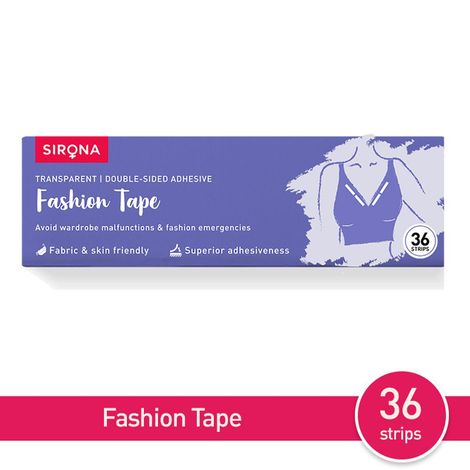 Sirona Women Fashion Tape Double Stick Strips – 36 Strips, For Clothing &  Body, Strong and Clear Tape for All Skin Tones and Fabric, Waterproof &  Sweat proof