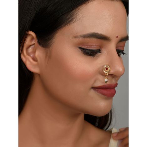 Buy | Silver Toned Handcrafted Brass Non Pierced Nose Pin, Nose Ring,  Nath-Eepleberry