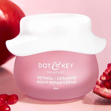 Dot & Key Night  Retinol + CeramideA Night Repair CreamA | Hibiscus & Pomegranate Oil | Reduces Fine Lines & Wrinkles Lift Face Moisturizer With Hyaluronic Acid & Ceramides | 60ml