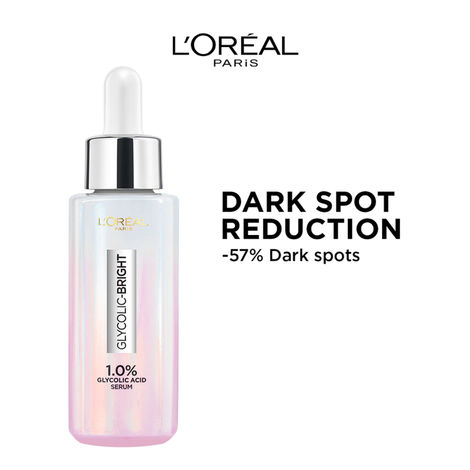 L'Oreal Paris Glycolic Bright Skin Brightening Serum, 15ml | 1% Glycolic Acid Serum  Visibly Minimizes Spots For Even Glowing Skin