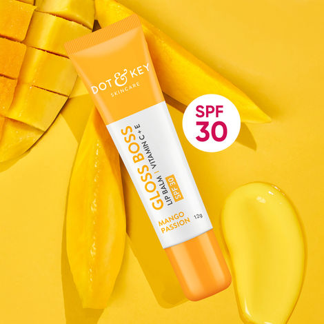 Dot & Key Mango Passion Lip Balm with SPF 30 & Vitamin C+E | Tinted Lip Balm for Moisturized & Cracked Lips - 12gm