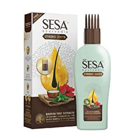 Sesa+ Ayurvedic Strong Roots Hair Oil, 26 Herbs + 6 Oils + Milk, reduces Hair Fall, supports Hair Growth, NO Mineral Oil (110 ml)