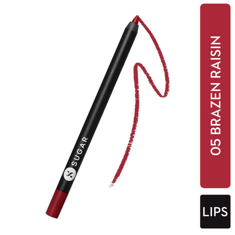 SUGAR Cosmetics - Lipping On The Edge - Lip Liner - 05 Brazen Raisin (Burgundy) - 1.2 gms - Smear-proof, Water Resistant Lip Liner - Lasts Up to 10 hrs