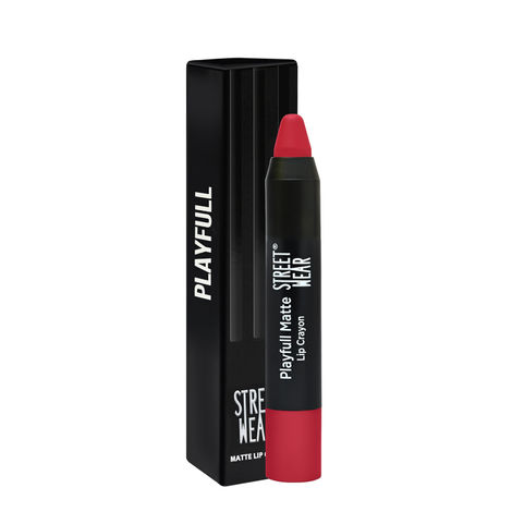 STREET WEAR® Playfull Matte -Lit Orange (Orange) - 2.9 gms -Moisturizing Matte Finish Lipstick, Full Coverage, Non-Drying Formula, Intense Pigment, Enriched With Shea Butter, Vitamin C, Vitamin E, Longwear Moisturizing Crayon Lipstick