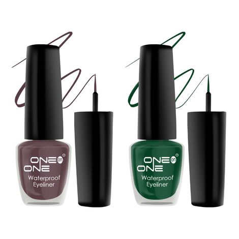 ONE on ONE 24 Hrs Long Lasting & Waterproof Eyeliner, Set of 2 Metallic Green and Matte Brown 