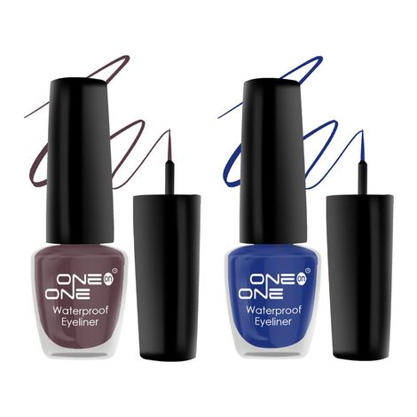 ONE on ONE 24 Hrs Long Lasting & Waterproof Eyeliner, Set of 2 Metallic Blue and Matte Brown