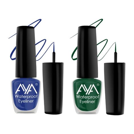 AYA 24 Hrs Long Lasting & Waterproof Eyeliner, Set of 2 Metallic Green and Metallic Blue