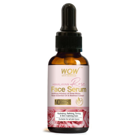 WOW Skin Science Himalayan Rose Face Serum - with Rose Water, Rose Essential Oil & beetroot Extract - for Hydrating & Toning Skin - No Mineral Oil, Parabens, Silicones & Synthetic Color - 30ml