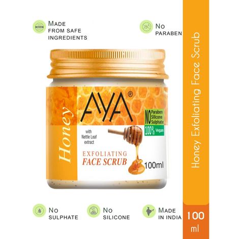 AYA Honey Exfoliating Face Scrub, 100 ml | No Paraben, No Silicone, No Sulphate |