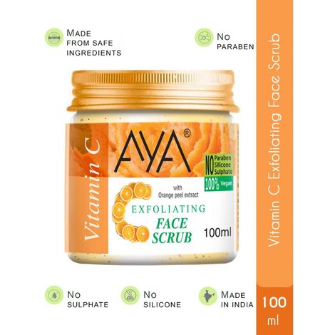 AYA Vitamin C Exfoliating Face Scrub, 100 ml | No Paraben, No Silicone, No Sulphate |