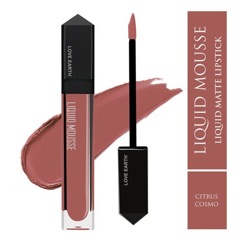 Love Earth Liquid Mousse Lipstick - Citrus Cosmo Matte Finish | Lightweight, Non-Sticky, Non-Drying,Transferproof, Waterproof | Lasts Up to 12 hours with Vitamin E and Jojoba Oil - 6ml