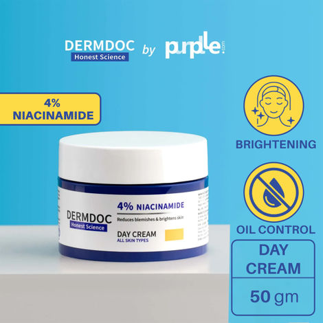 DERMDOC by Purplle 4% Niacinamide Day Cream (50g) | niacinamide cream | oil control | brightening | niacinamide for face | skin brightening cream | niacinamide moisturizer