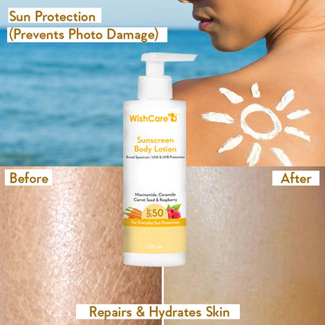 WishCare SPF50 Sunscreen Body Lotion Broad Spectrum UVA UVB